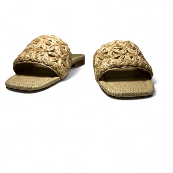 Schutz Women's Ayla Flat Straw Sandal Sz 6.5 B Nude NEW IN BOX - Picture 3 of 10